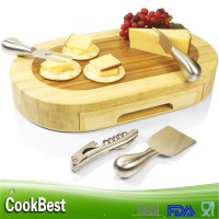 CookBest 4pcs travel cheese knife set cheese knives set with cutting board small cheese knife