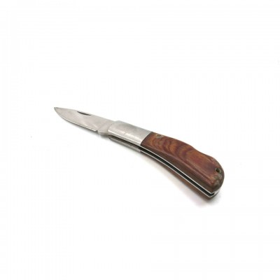 Folding blade stainless steel pocket knife with rosewood handle