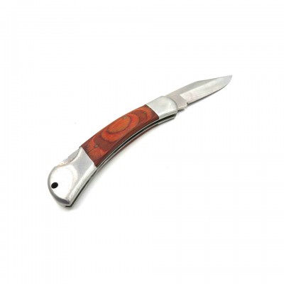 Folding blade stainless steel pocket knife with rosewood handle