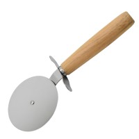 Wholesale 9cm stainless steel Round Pizza cutter with wood handle